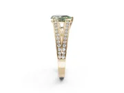 Pear-Shaped Split Shank Pavé Engagement Ring Setting for a Fancy Green Lab-Grown Diamond | Yellow Gold