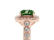 Cushion Cut Graduated Milgrain Halo Engagement Ring Setting for a Fancy Green Lab-Grown Diamond | Rose Gold