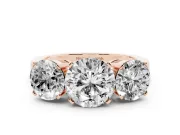 Round Three Stone Engagement Ring Setting | Large Side Stones | Rose Gold