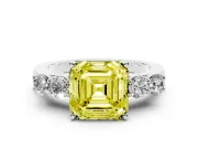 Asscher Cut 5 Stone Engagement Ring Setting for a Fancy Yellow Lab-Grown Diamond | Platinum