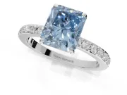 Radiant Cut Pavé Engagement Ring Setting for a Fancy Blue Lab-Grown Diamond | Sterling Silver - Design NV-24928
