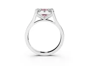 Emerald Cut Claw Corner Halo Engagement Ring Setting for a Fancy Pink Lab-Grown Diamond | Slim Plain Band | Platinum