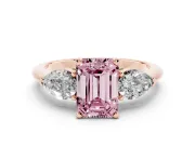 Emerald Cut 3-Stone Engagement Ring Setting for a Fancy Pink Lab-Grown Diamond | Rose Gold