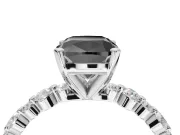 Cushion Cut Pavé Engagement Ring Setting for a Black Center | Alternating Accents | Sterling Silver
