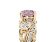 Cushion Cut Swirl Engagement Ring Setting for a Fancy Pink Lab-Grown Diamond | Yellow Gold