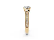 Round Pave Split Shank Engagement Ring Setting | Double Claw Prongs | Yellow Gold