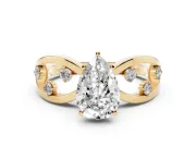 Pear-Shaped Open Loop Engagement Ring Setting | Scattered Accents | Yellow Gold