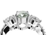 Marquise Three Stone Engagement Ring Setting for a Fancy Green Lab-Grown Diamond | Tapered Pave Band | Sterling Silver