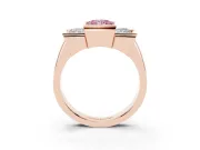 Radiant Cut Channel-Set Three Stone Engagement Ring Setting for a Fancy Pink Lab-Grown Diamond | Rose Gold