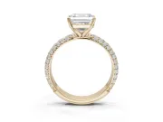 Asscher Cut Pavé Solitaire Engagement Ring Setting | Domed Pavé Band | Yellow Gold