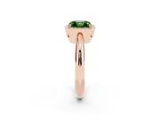Fancy Green Asscher Cut Diamond Halo Engagement Ring Set in Rose gold with Plain Split Shank and Prong Setting