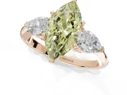 Marquise 3-Stone Engagement Ring Setting for a Fancy Yellow Lab-Grown Diamond | Rose Gold