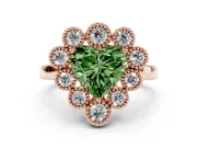 Heart-Shaped Milgrain Cluster Halo Engagement Ring Setting for a Fancy Green Lab-Grown Diamond | Plain Band | Rose Gold