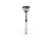 Heart-Shaped Side Stone Engagement Ring Setting for a Fancy Green Lab-Grown Diamond | Pave Band | Sterling Silver