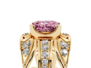 Radiant Cut Art Deco Engagement Ring Setting for a Fancy Pink Lab-Grown Diamond | Yellow Gold