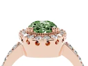 Oval Vintage Milgrain Halo Engagement Ring Setting for a Fancy Green Lab-Grown Diamond | Pierced Gallery | Rose Gold