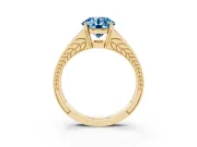 Round Split Shank Pavé Engagement Ring Setting for a Fancy Blue Lab-Grown Diamond | Yellow Gold