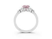 Fancy Pink Oval Cut Diamond Solitaire Floral Ring Set in Silver with Marquise Petals and Prong Setting