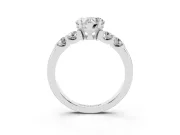 Heart-Shaped Five Stone Engagement Ring Setting | Prong-Set Side Stones | Sterling Silver