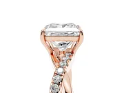 Princess Cut Crossover Pave Solitaire Engagement Ring Setting | Twisted Shoulders | Rose Gold