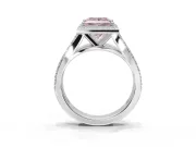 Princess Cut Halo Pavé Engagement Ring Setting for a Fancy Pink Lab-Grown Diamond | Narrow Split Shank | White Gold