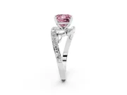 Fancy Pink Princess Cut Diamond Solitaire Ring Set in Silver with Pavé Twist Band and Secure Prong Setting