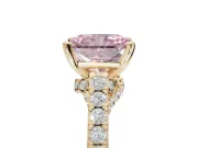 Radiant Cut Pavé Solitaire Engagement Ring Setting for a Fancy Pink Lab-Grown Diamond | Crossover Gallery | Yellow Gold