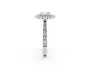 Cushion Cut Vintage Scalloped Halo Engagement Ring Setting | Milgrain Pavé Band | Sterling Silver