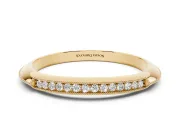 Round Diamond Pavé Half Eternity Band Set in Yellow gold with Milgrain Frame