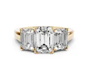 Emerald Cut Three Stone Engagement Ring Setting | Large Side Stones | Yellow Gold
