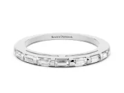 Baguette Lab-Grown Diamond Channel Set Wedding Band | Bar Dividers | Sterling Silver