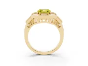Fancy Yellow Asscher Cut Diamond Milgrain Halo Ring Set in Yellow gold with Split Shank
