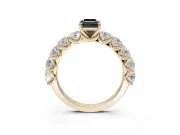 Emerald Cut Side Stone Engagement Ring Setting for a Black Center | Yellow Gold