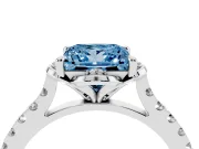 Princess Cut Floral Petal Engagement Ring Setting for a Fancy Blue Lab-Grown Diamond | Petal Accents | Sterling Silver