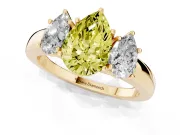 Pear-Shaped Three Stone Engagement Ring Setting for a Fancy Yellow Lab-Grown Diamond | Yellow Gold - Design NV-24844