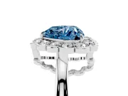 Heart-Shaped Scalloped Cluster Halo Engagement Ring Setting for a Fancy Blue Lab-Grown Diamond | Plain Band | Platinum