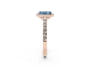 Emerald Cut Halo Pavé Engagement Ring Setting for a Fancy Blue Lab-Grown Diamond | Rose Gold