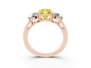 Cushion Cut Three Stone Engagement Ring Setting for a Fancy Yellow Lab-Grown Diamond | Wide Plain Band | Rose Gold