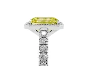 Emerald Cut Halo Pavé Engagement Ring Setting for a Fancy Yellow Lab-Grown Diamond | Sterling Silver