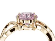 Round Bypass Solitaire Engagement Ring Setting for a Fancy Pink Lab-Grown Diamond | Pavé and Plain Strands | Yellow Gold