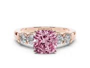 Cushion Cut Five Stone Engagement Ring Setting for a Fancy Pink Lab-Grown Diamond | Rose Gold