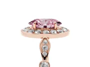 Oval Halo Engagement Ring Setting for a Fancy Pink Lab-Grown Diamond | Bezel Stations | Rose Gold