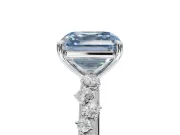 Asscher Cut Graduated Solitaire Engagement Ring Setting for a Fancy Blue Lab-Grown Diamond | White Gold