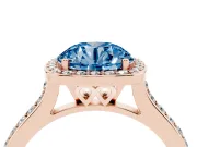 Round Halo Engagement Ring Setting for a Fancy Blue Lab-Grown Diamond | Rose Gold - Design NV-24729