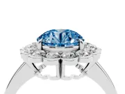 Round Scalloped Cluster Halo Engagement Ring Setting for a Fancy Blue Lab-Grown Diamond | Plain Band | Platinum