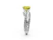 Fancy Yellow Radiant Cut Diamond Solitaire Twist Band Ring Set in Silver with Pavé Setting and Prong Head