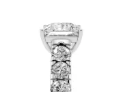Princess Cut Cut-Down Side Stone Engagement Ring Setting | Scalloped Shoulders | Sterling Silver
