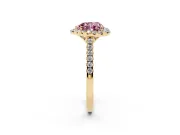 Heart-Shaped Raised Halo Engagement Ring Setting for a Fancy Pink Lab-Grown Diamond | Yellow Gold