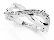 Round Diamond Pavé Twist Band Set in White gold with Bezel Setting