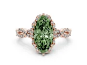 Marquise Milgrain Halo Engagement Ring Setting for a Fancy Green Lab-Grown Diamond | Graduated Shoulders | Rose Gold